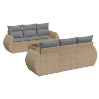 Set Divani da Giardino 7 pz con Cuscini Beige in Polyrattan 3221108