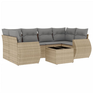 Set Divani da Giardino 7 pz con Cuscini Beige in Polyrattan 3221118