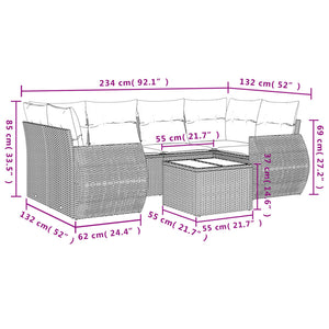 Set Divani da Giardino 7 pz con Cuscini Beige in Polyrattan 3221118