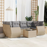 Set Divani da Giardino 7 pz con Cuscini Beige in Polyrattan 3221118