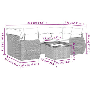 Set Divani da Giardino 7pz con Cuscini Grigio Chiaro Polyrattan 3221121