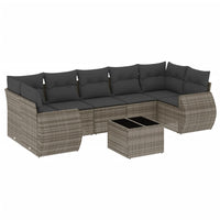 Set Divano da Giardino 8 pz con Cuscini Grigio in Polyrattan 3221139