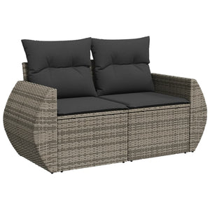 Set Divano da Giardino 8 pz con Cuscini Grigio in Polyrattan 3221139