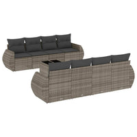 Set Divano da Giardino 9 pz con Cuscini Grigio in Polyrattan 3221149