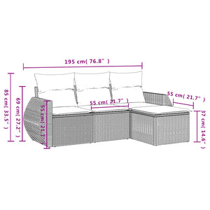 Set Divani da Giardino 4 pz con Cuscini Nero in Polyrattan 3221264