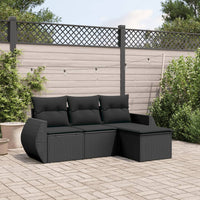 Set Divani da Giardino 4 pz con Cuscini Nero in Polyrattan 3221264