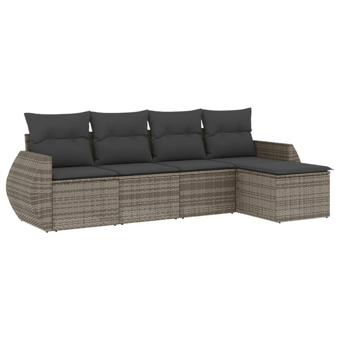 Set Divano da Giardino 5 pz con Cuscini Grigio in Polyrattancod mxl 90349