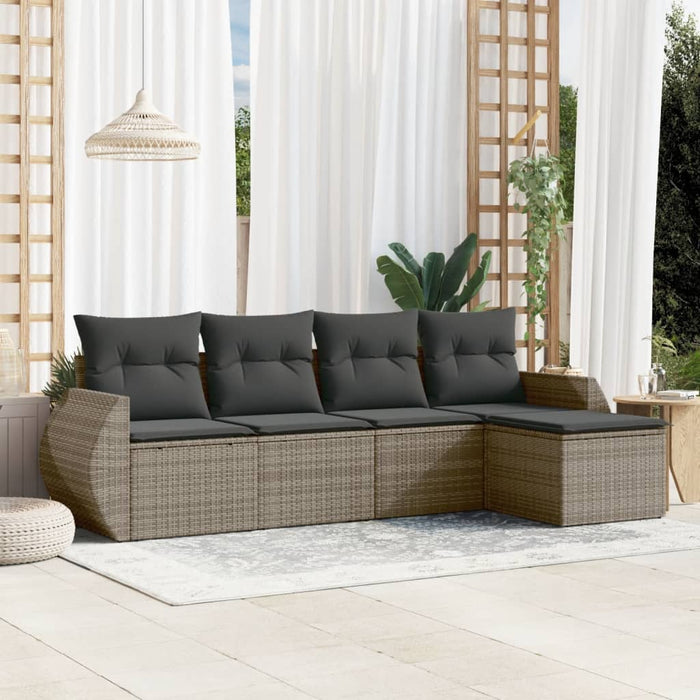 Set Divano da Giardino 5 pz con Cuscini Grigio in Polyrattancod mxl 90349