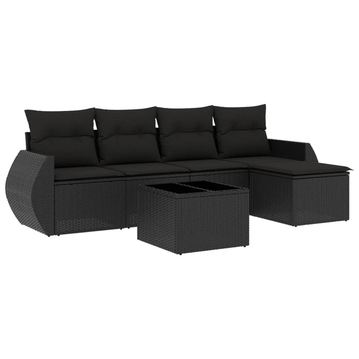 Set Divano da Giardino 6 pz con Cuscini Nero in Polyrattancod mxl 88884