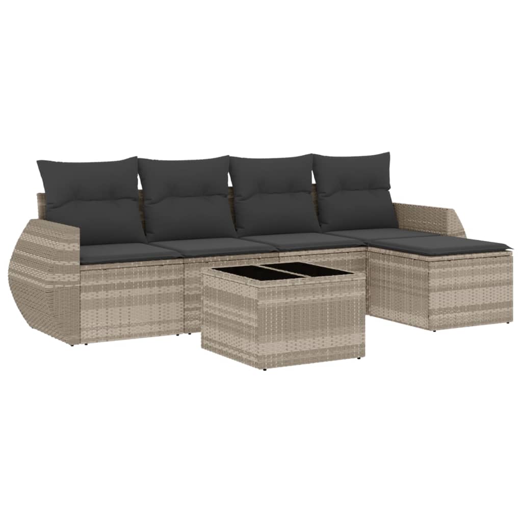 Set Divano da Giardino 6pz con Cuscini Grigio Chiaro Polyrattan 3221301