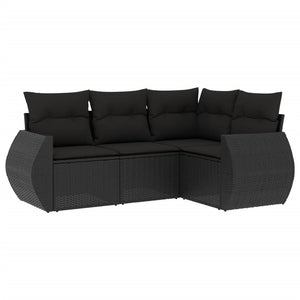 Set Divani da Giardino 4 pz con Cuscini Nero in Polyrattancod mxl 115059