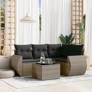 Set Divano da Giardino 5 pz con Cuscini Grigio in Polyrattancod mxl 116668