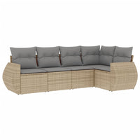 Set Divano da Giardino 5 pz con Cuscini Beige in Polyrattan 3221328