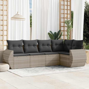 Set Divano da Giardino 5pz con Cuscini Grigio Chiaro Polyrattan 3221331