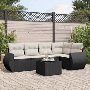 Set Divano da Giardino 6 pz con Cuscini Nero in Polyrattan 3221335