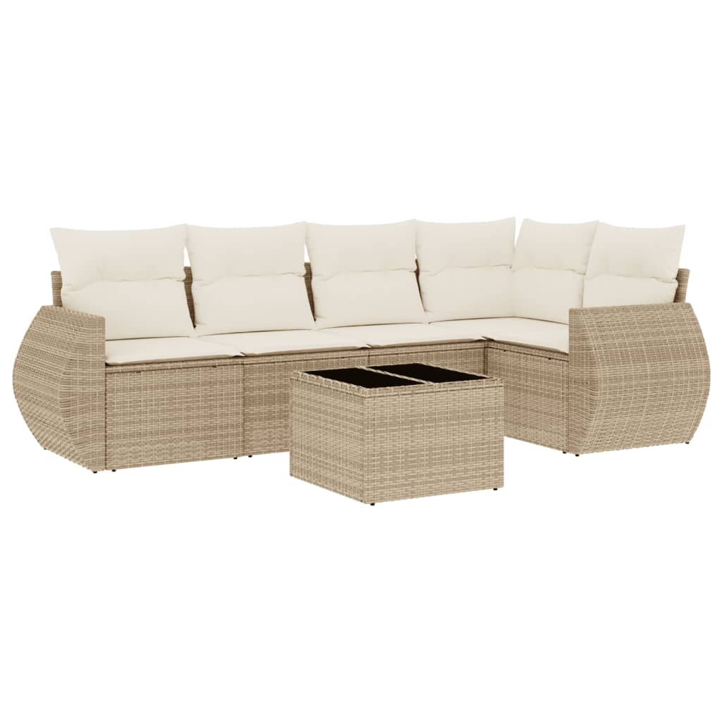 Set Divano da Giardino 6 pz con Cuscini Beige in Polyrattan 3221337