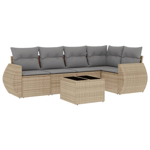 Set Divano da Giardino 6 pz con Cuscini Beige in Polyrattancod mxl 112684