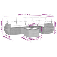 Set Divano da Giardino 6pz con Cuscini Grigio Chiaro Polyrattan 3221341