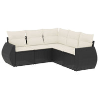 Set Divani da Giardino 5 pz con Cuscini in Polyrattan Nero 3221345