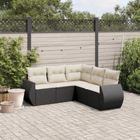 Set Divani da Giardino 5 pz con Cuscini in Polyrattan Nero 3221345