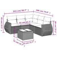 Set Divano da Giardino 6pz con Cuscini Grigio Chiaro Polyrattan 3221361