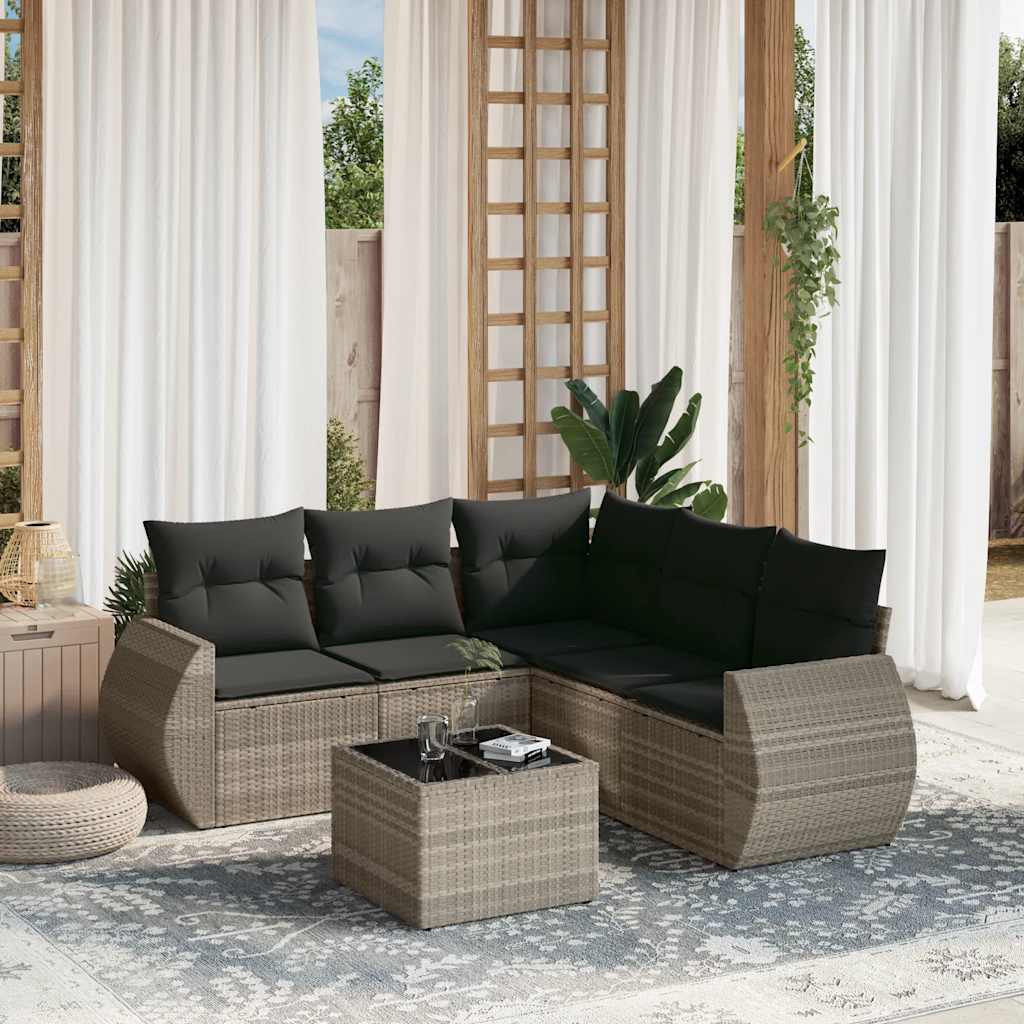 Set Divano da Giardino 6pz con Cuscini Grigio Chiaro Polyrattan 3221361