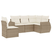 Set Divano da Giardino 5 pz con Cuscini Beige in Polyrattan 3221367