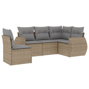 Set Divano da Giardino 5 pz con Cuscini Beige in Polyrattan 3221368