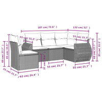 Set Divano da Giardino 5 pz con Cuscini Beige in Polyrattan 3221368