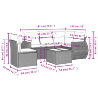 Set Divano da Giardino 6 pz con Cuscini Nero in Polyrattan 3221375