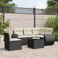 Set Divano da Giardino 6 pz con Cuscini Nero in Polyrattan 3221375