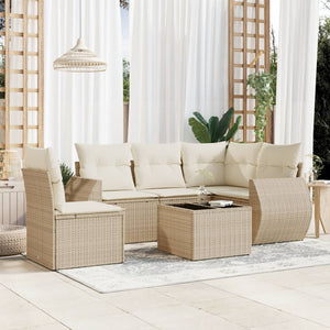 Set Divano da Giardino 6 pz con Cuscini Beige in Polyrattan 3221377