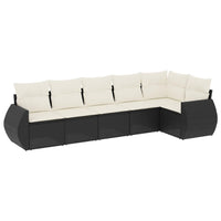 Set Divano da Giardino 6 pz con Cuscini Nero in Polyrattan 3221385