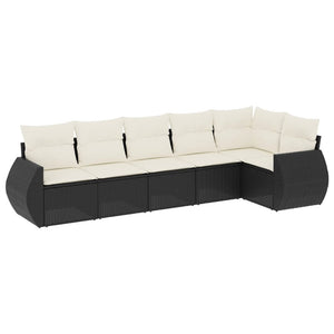 Set Divano da Giardino 6 pz con Cuscini Nero in Polyrattan 3221385