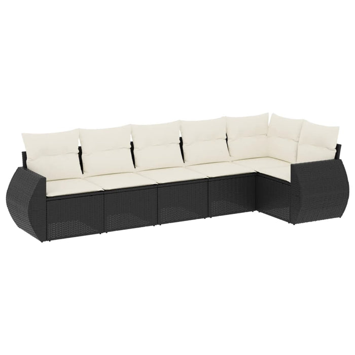 Set Divano da Giardino 6 pz con Cuscini Nero in Polyrattan 3221385