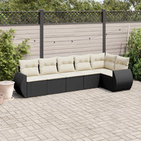 Set Divano da Giardino 6 pz con Cuscini Nero in Polyrattan 3221385