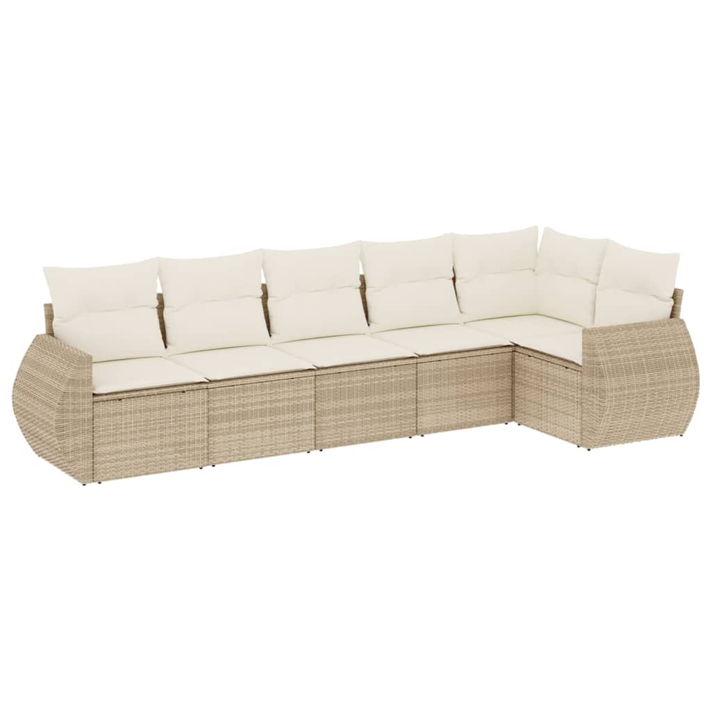 Set Divano da Giardino 6 pz con Cuscini Beige in Polyrattancod mxl 88689