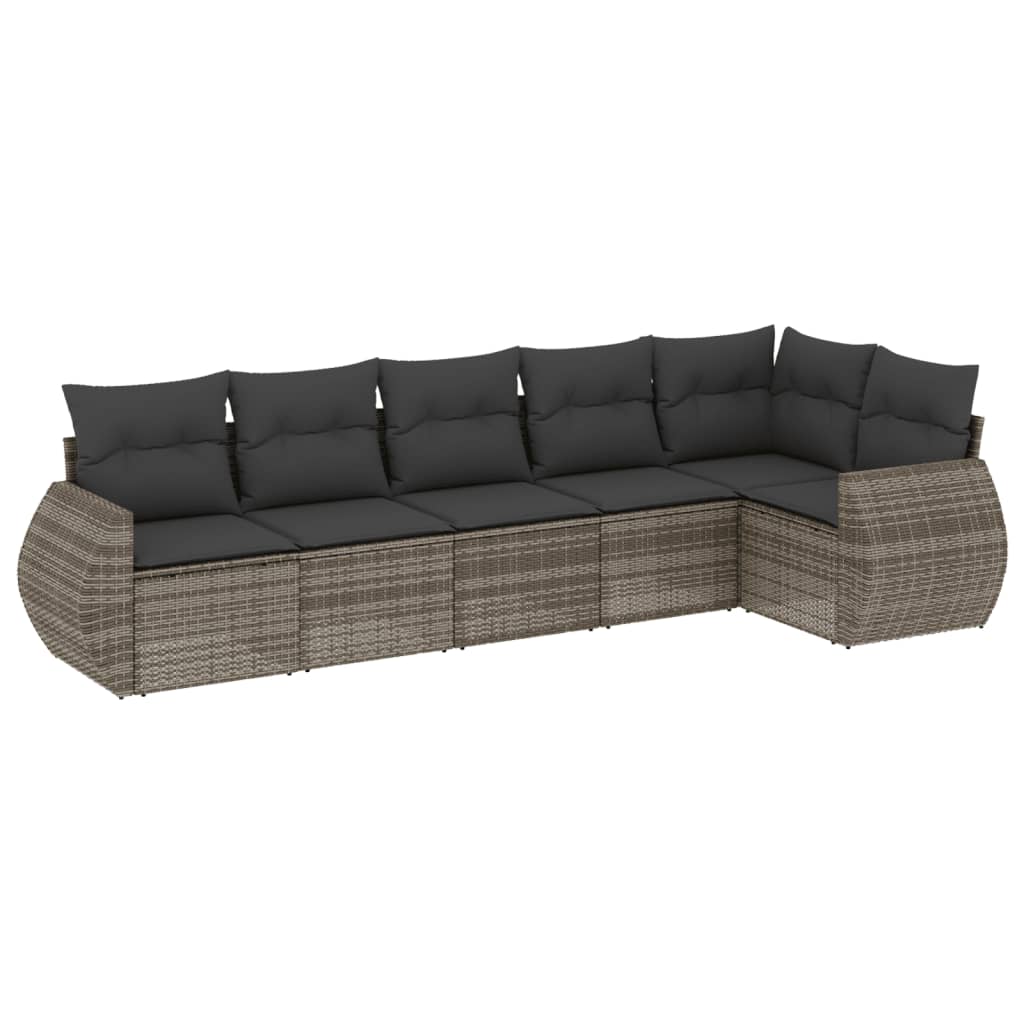 Set Divano da Giardino 6 pz con Cuscini Grigio in Polyrattan 3221389