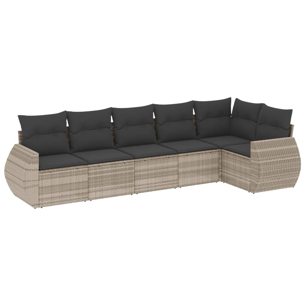 Set Divano da Giardino 6pz con Cuscini Grigio Chiaro Polyrattan 3221391