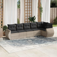 Set Divano da Giardino 6pz con Cuscini Grigio Chiaro Polyrattan 3221391