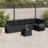 Set Divani da Giardino con Cuscini 7pz Nero Polyrattan 3221394