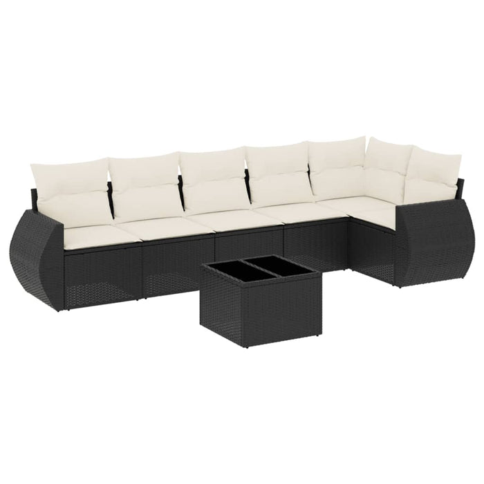 Set Divani da Giardino con Cuscini 7pz Nero Polyrattan 3221395