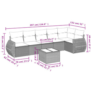 Set Divani da Giardino con Cuscini 7pz Nero Polyrattan 3221395