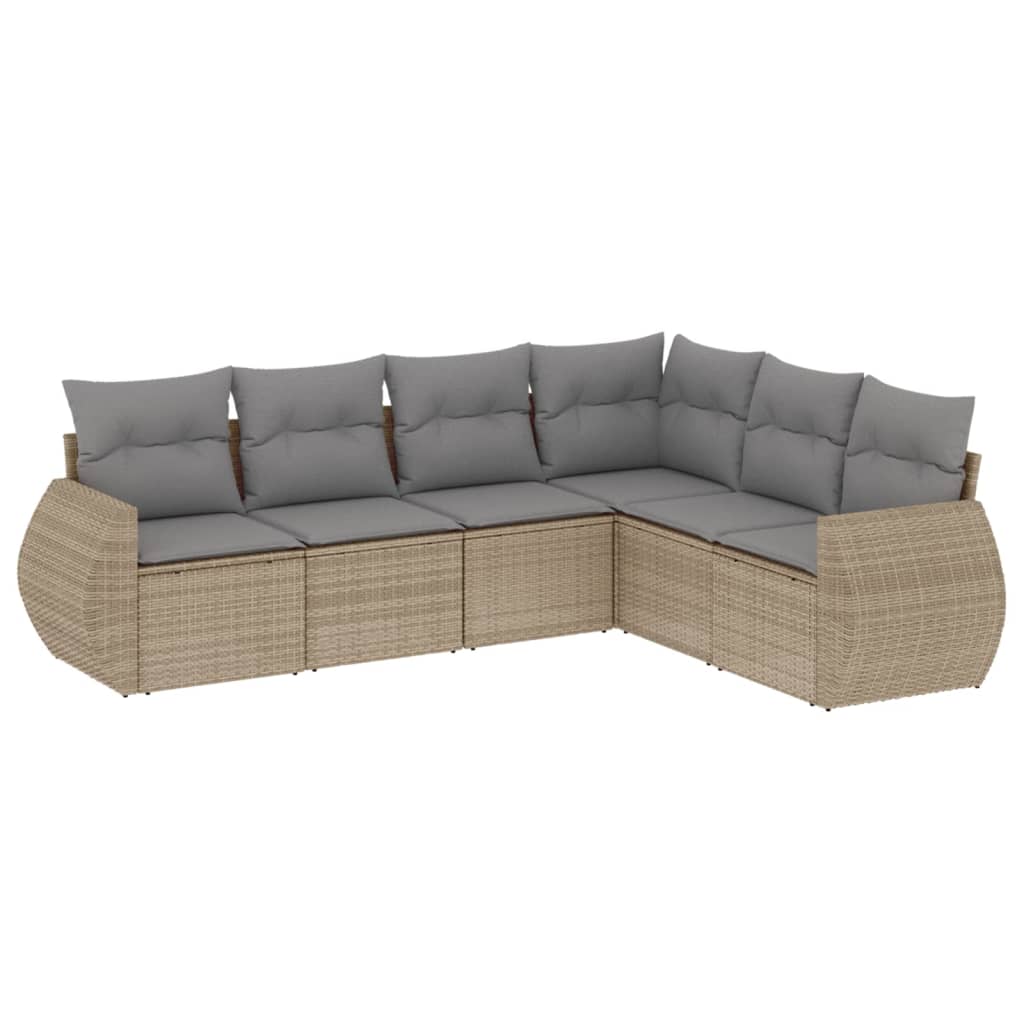 Set Divano da Giardino 6 pz con Cuscini Beige in Polyrattan 3221408