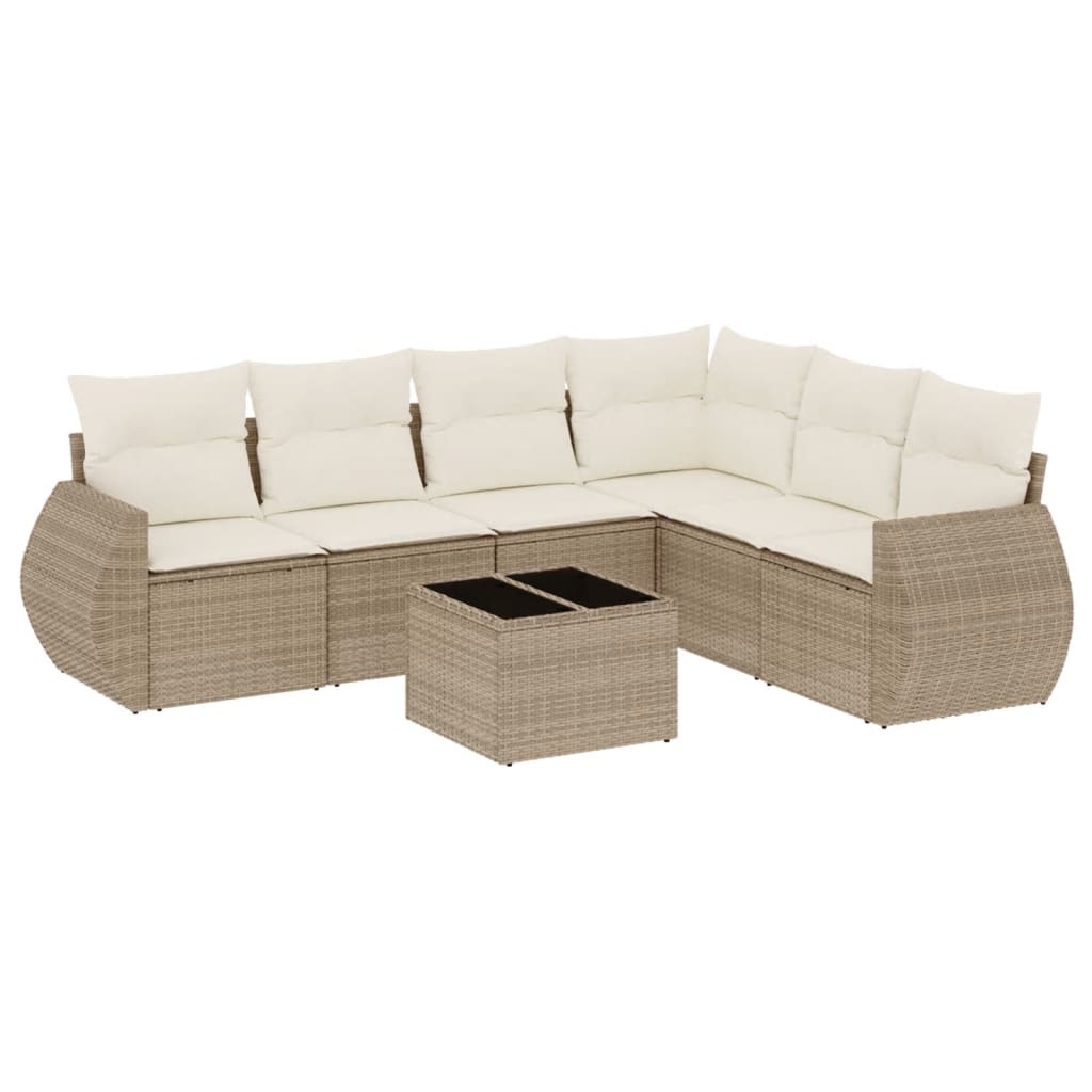 Set Divani da Giardino 7 pz con Cuscini Beige in Polyrattancod mxl 90229