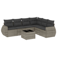 Set Divani da Giardino 7 pz con Cuscini Grigio in Polyrattan 3221419