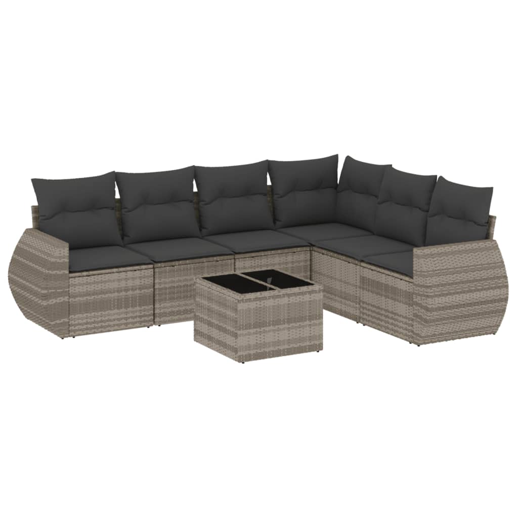 Set Divani da Giardino 7pz con Cuscini Grigio Chiaro Polyrattan 3221421