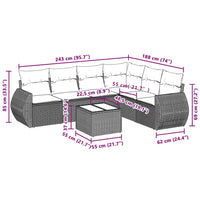 Set Divani da Giardino 7pz con Cuscini Grigio Chiaro Polyrattan 3221421