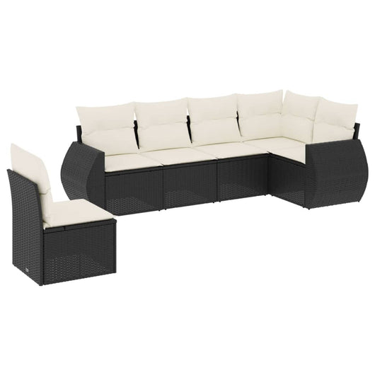 Set Divano da Giardino 6 pz con Cuscini Nero in Polyrattan 3221425