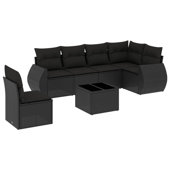 Set Divani da Giardino con Cuscini 7pz Nero Polyrattan 3221434